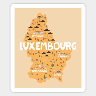 Luxembourg Illustrated Map Sticker